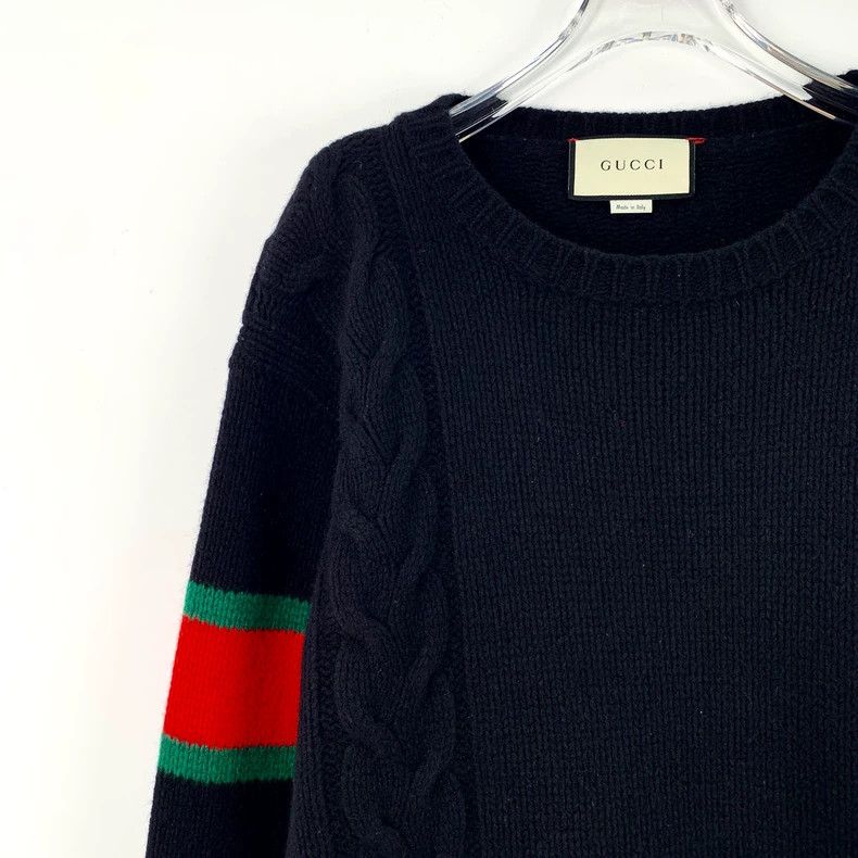 Gucci gucci navy cable knit long sleeve sweater-dmc Size US L / EU 52-54 / 3 - 3 Thumbnail