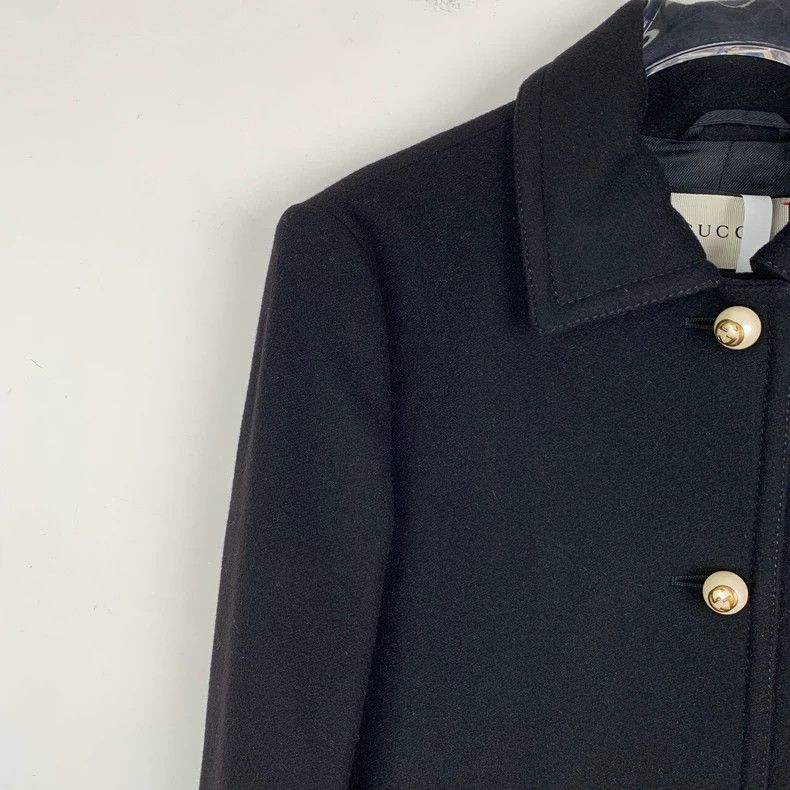 Gucci black wool single-breasted coat by Gucci-dmc Size 22" - 3 Thumbnail