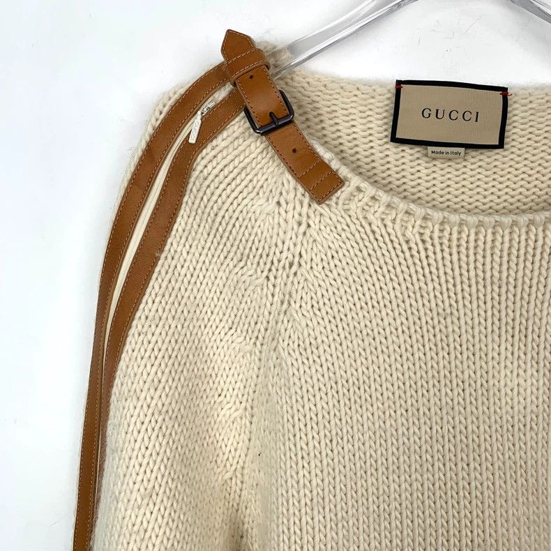 gucci beige wool blend zip sweater size L-dmc