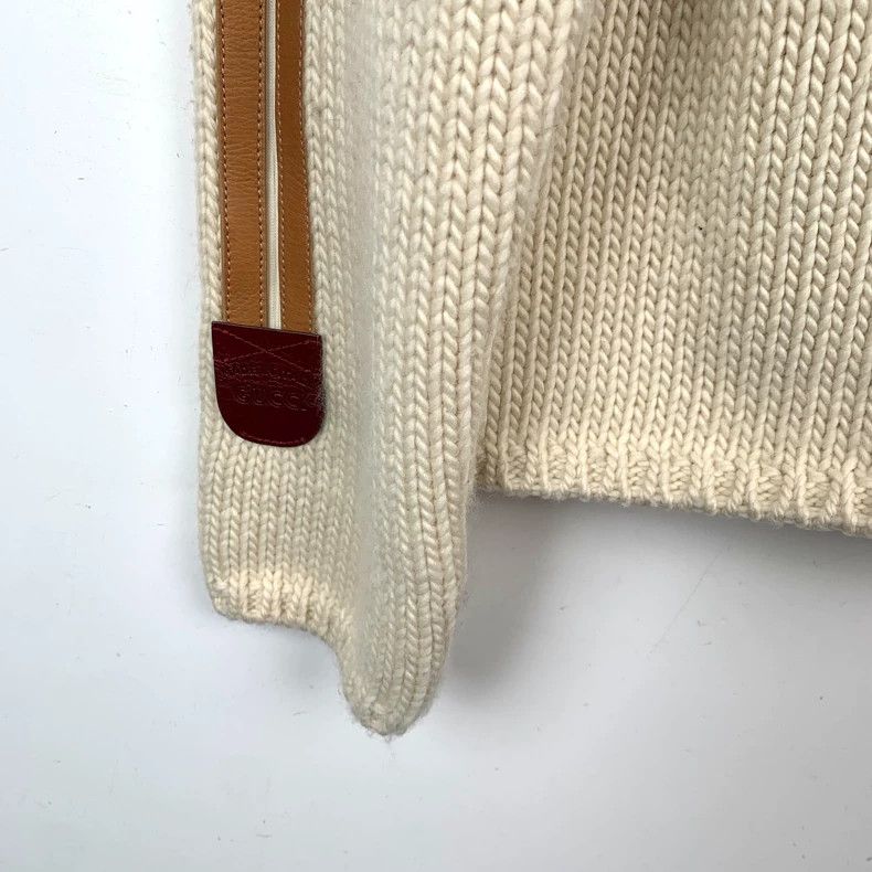 gucci beige wool blend zip sweater size L-dmc
