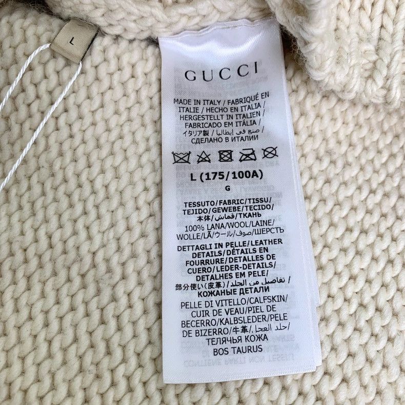 gucci beige wool blend zip sweater size L-dmc