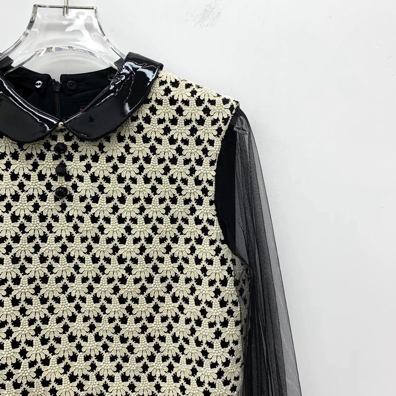 Gucci black lace wool dress with sheer sleeves-dmc Size US M / EU 48-50 / 2 - 3 Thumbnail