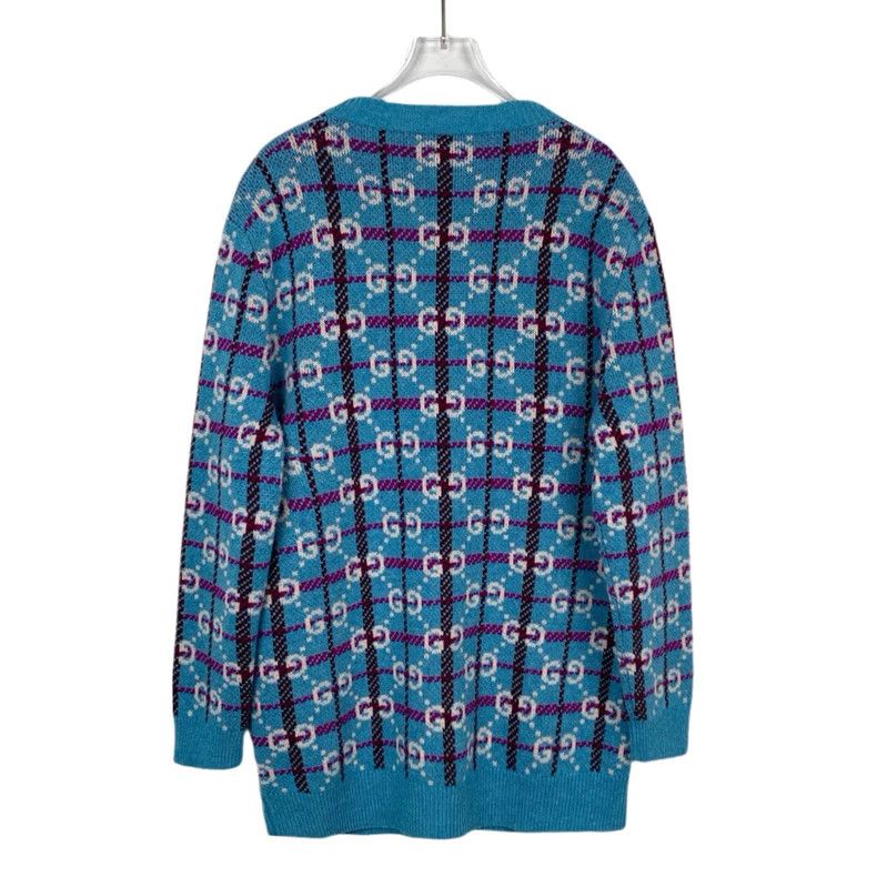 Gucci blue gg wool knitted cardigan by gucci-dmc Size M / US 6-8 / IT 42-44 - 2 Thumbnail