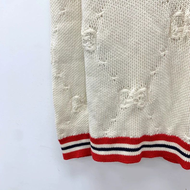 Gucci beige striped logo wool V-neck long-sleeve sweater-dmc Size US S / EU 44-46 / 1 - 4 Thumbnail