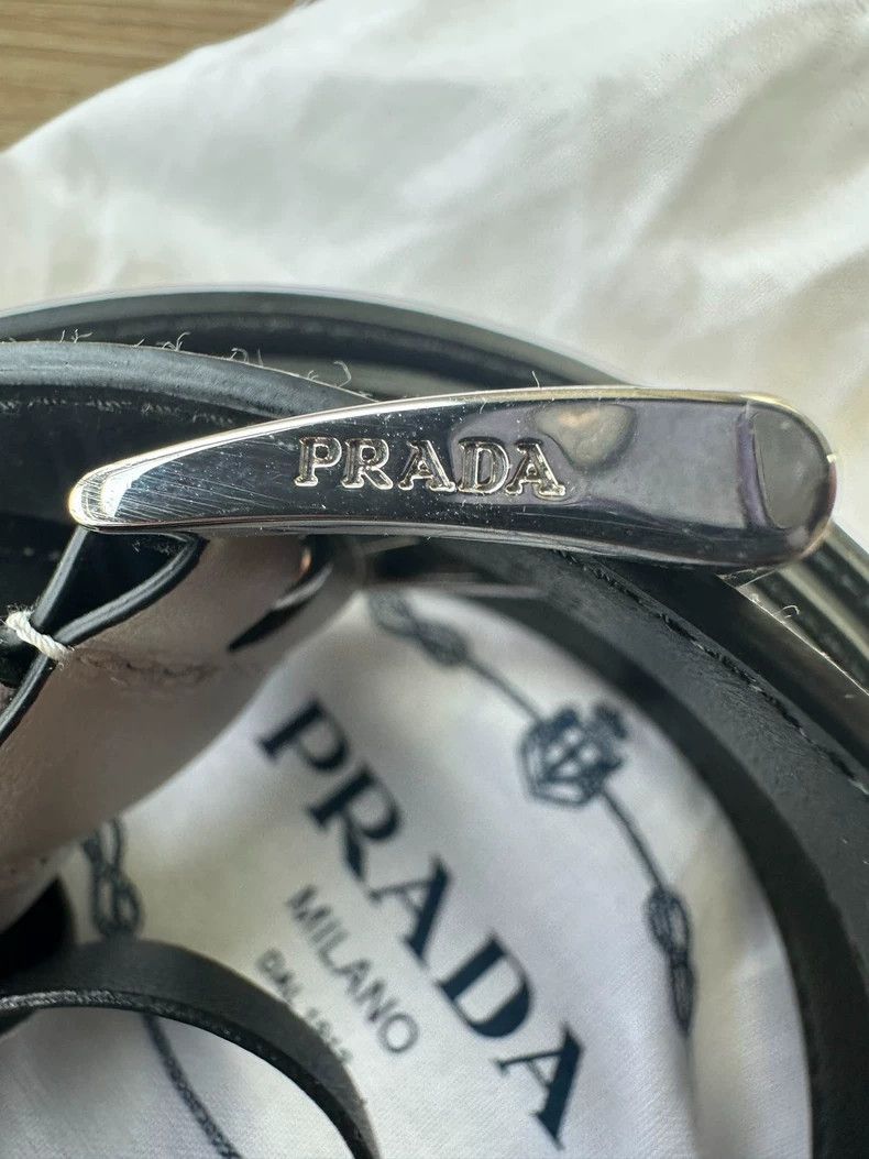 Prada prada white leather belt with triangle logo-dmc Size ONE SIZE - 3 Thumbnail