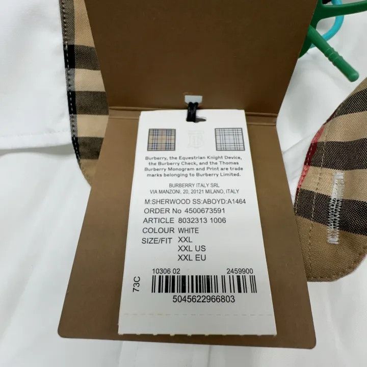 Burberry Burberry White Short Sleeve Button-Up Shirt Size US XXL / EU 58 / 5 - 3 Thumbnail