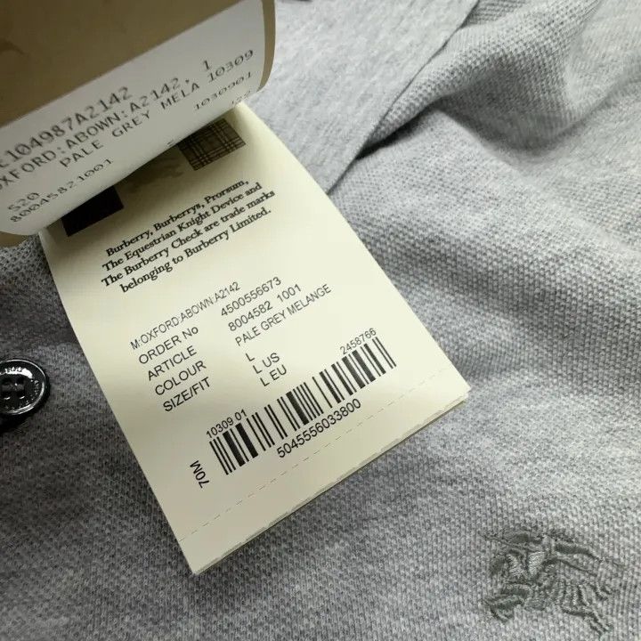 Burberry Burberry Gray Logo Embroidered Short Sleeve Polo Size US L / EU 52-54 / 3 - 11 Thumbnail