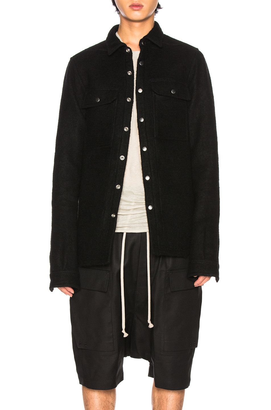Rick Owens AW18 Boiled wool overshirt Size US S / EU 44-46 / 1 - 3 Thumbnail
