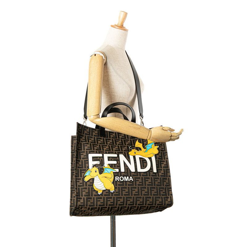 Fendi Fendi Fendi Sunshine Tote Fragment Pokémon Dragonite 2way Canvas Leather Bag Canvas Shoulder Bag 8BH357 Size ONE SIZE - 10 Thumbnail