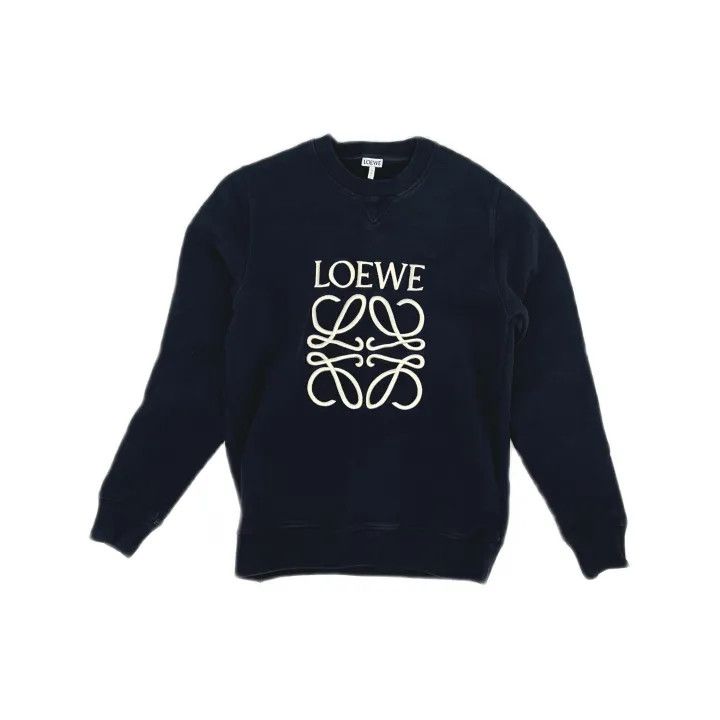 Loewe Loewe Navy Blue Logo Embroidered Sweatshirt Size US M / EU 48-50 / 2 - 2 Thumbnail