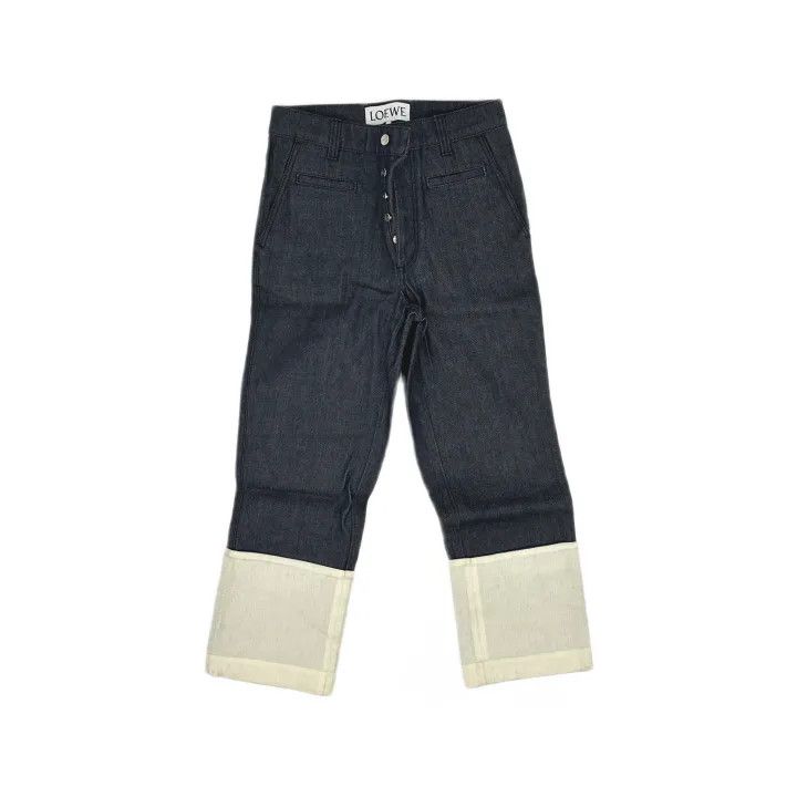 Loewe Loewe Navy Blue Contrast Cuff Denim Pants Size US 34 / EU 50 - 2 Thumbnail