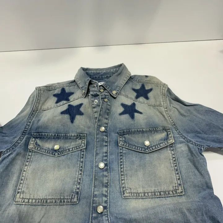 Givenchy Givenchy Blue Denim Long Sleeve Star Shirt Size US M / EU 48-50 / 2 - 6 Thumbnail