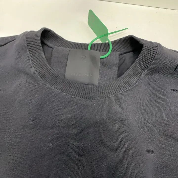 Givenchy Givenchy Black Long Sleeve Distressed Sweatshirt Size US L / EU 52-54 / 3 - 6 Thumbnail