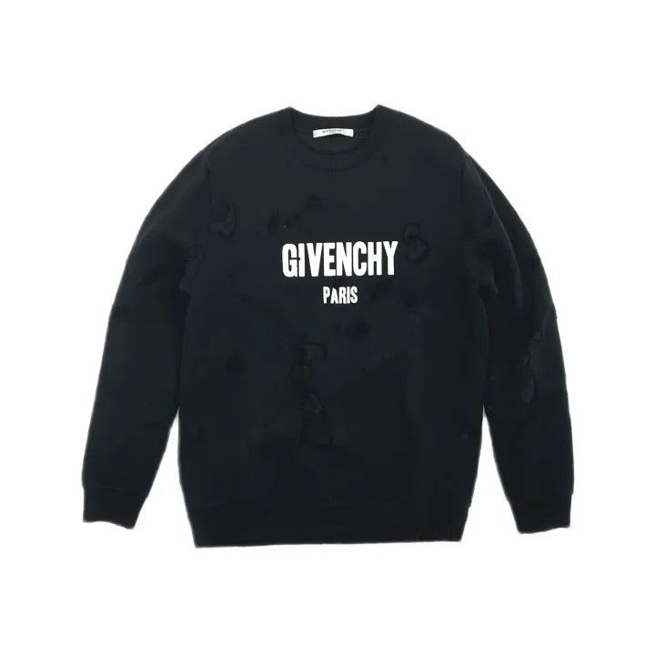 Givenchy Givenchy Black Distressed Sweatshirt for Unisex Size US M / EU 48-50 / 2 - 2 Thumbnail