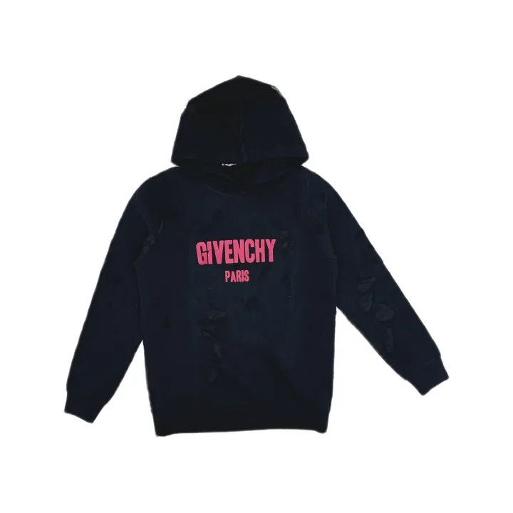 Givenchy Givenchy Black Distressed Logo Hoodie Size US XS / EU 42 / 0 - 2 Thumbnail