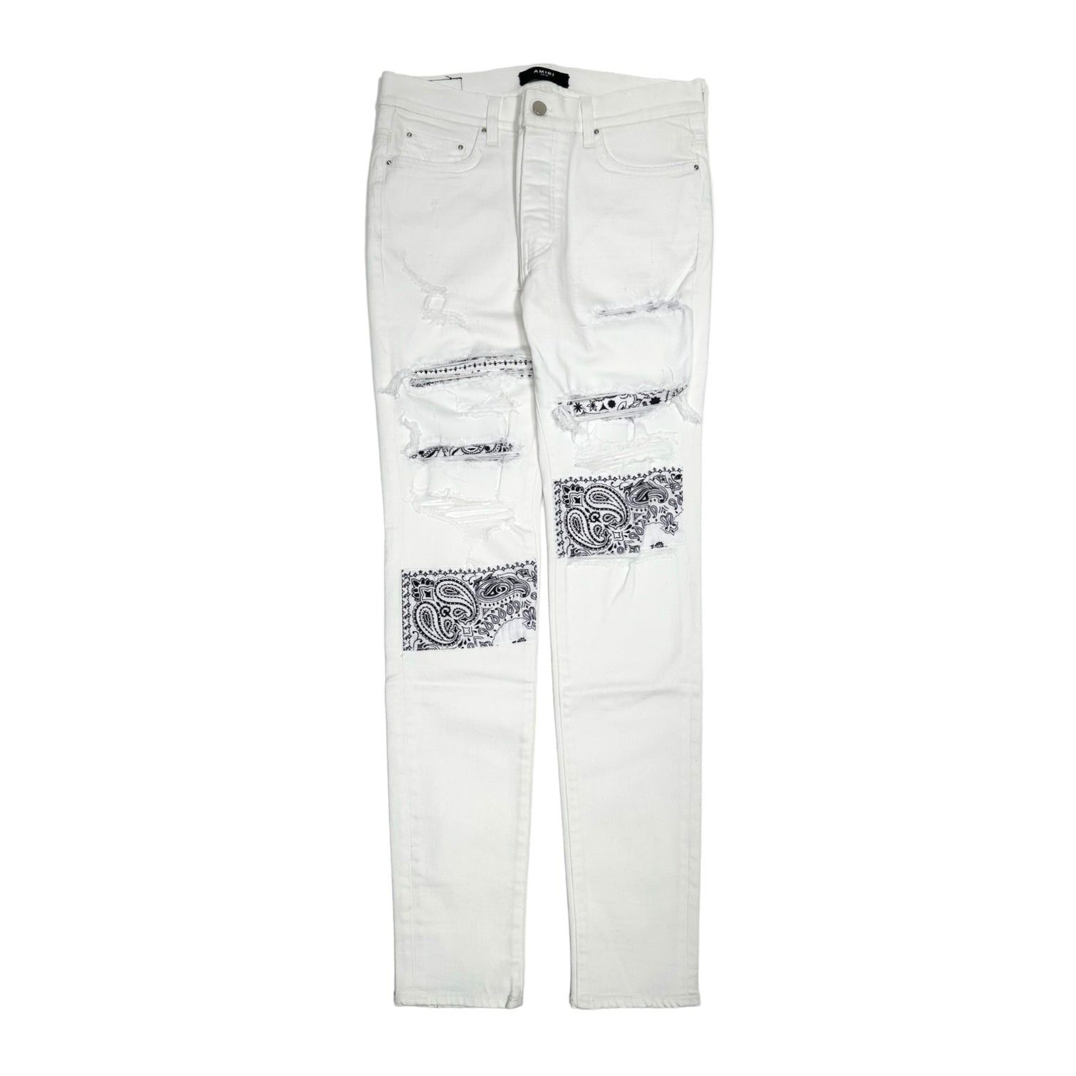 Amiri Vintage Bandana Art Patch Jeans White