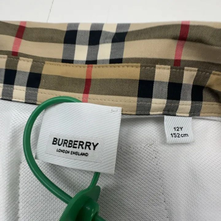 Burberry Burberry Kids White Polo Shirt with Check Collar Size US L / EU 52-54 / 3 - 2 Thumbnail