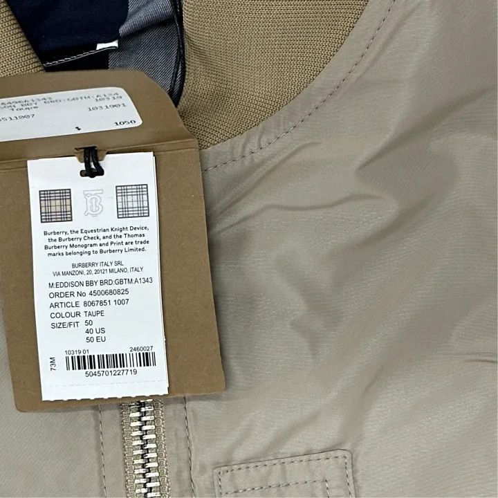 Burberry Burberry Beige Zip-Up Baseball Collar Jacket Size US L / EU 52-54 / 3 - 5 Thumbnail