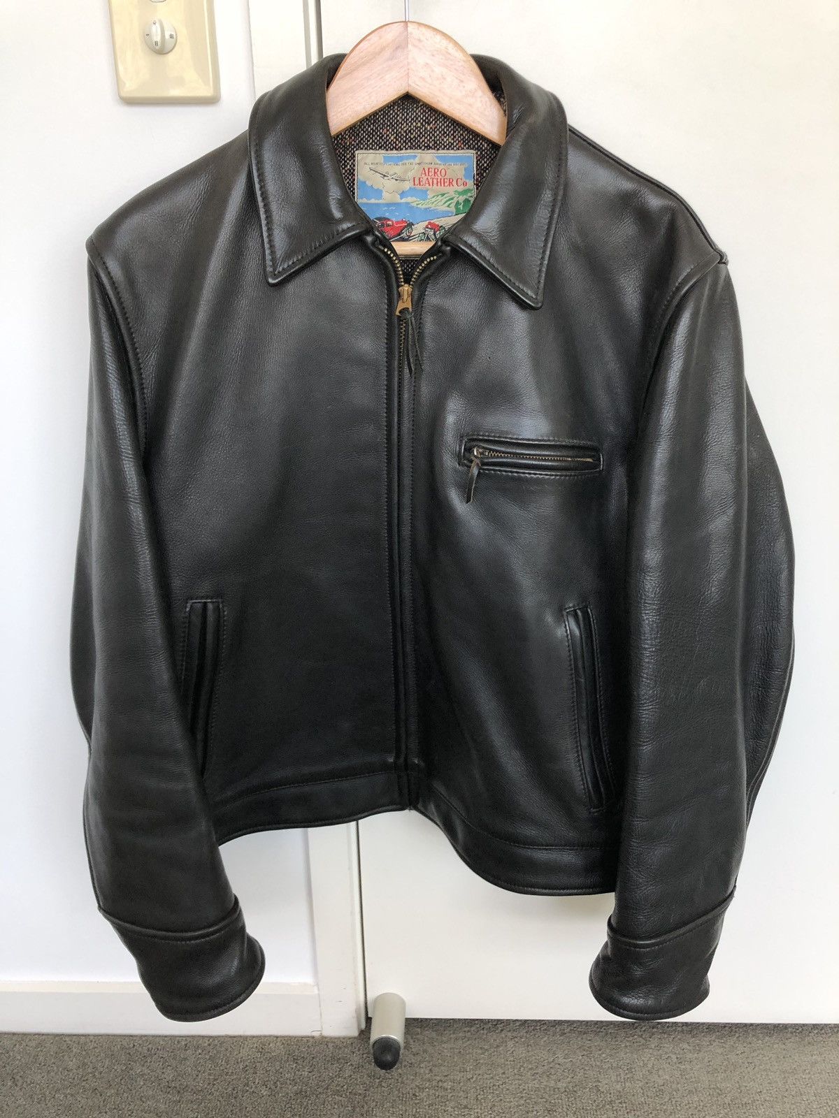 Aero Leather Half Belt Zip Up Leather Jacket | Grailed