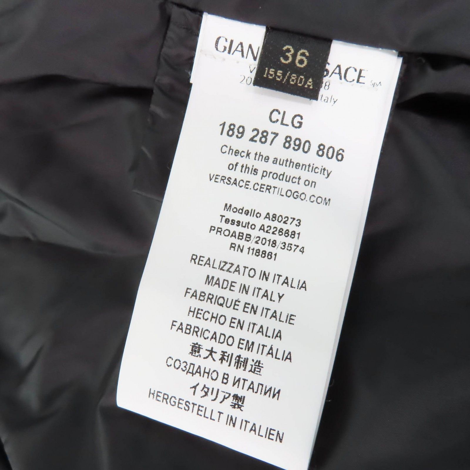 Versace Versace Versace Down jacket Down jacket Others Outerwear A80273 DUTY FREE for USA Size ONE SIZE - 9 Thumbnail