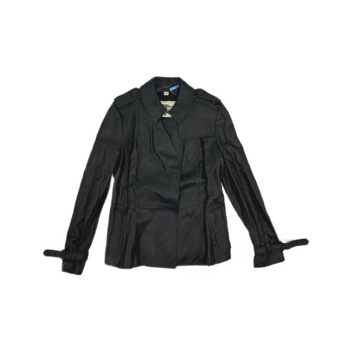 Burberry Burberry Stylish Solid Black Leather Jacket Size US L / EU 52-54 / 3 - 2 Thumbnail
