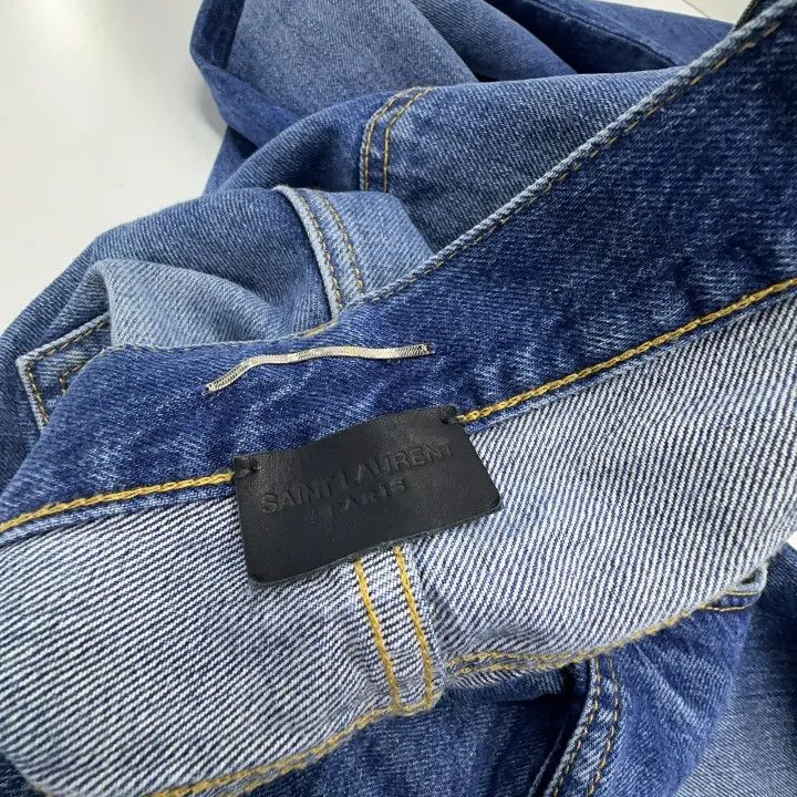 Saint Laurent Paris Saint Laurent Blue Wide-Leg Distressed Denim Pants Size US 34 / EU 50 - 5 Thumbnail