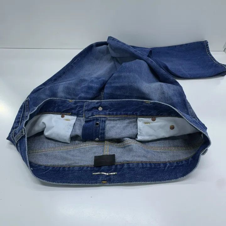 Saint Laurent Paris Saint Laurent Blue Wide-Leg Distressed Denim Pants Size US 34 / EU 50 - 7 Thumbnail