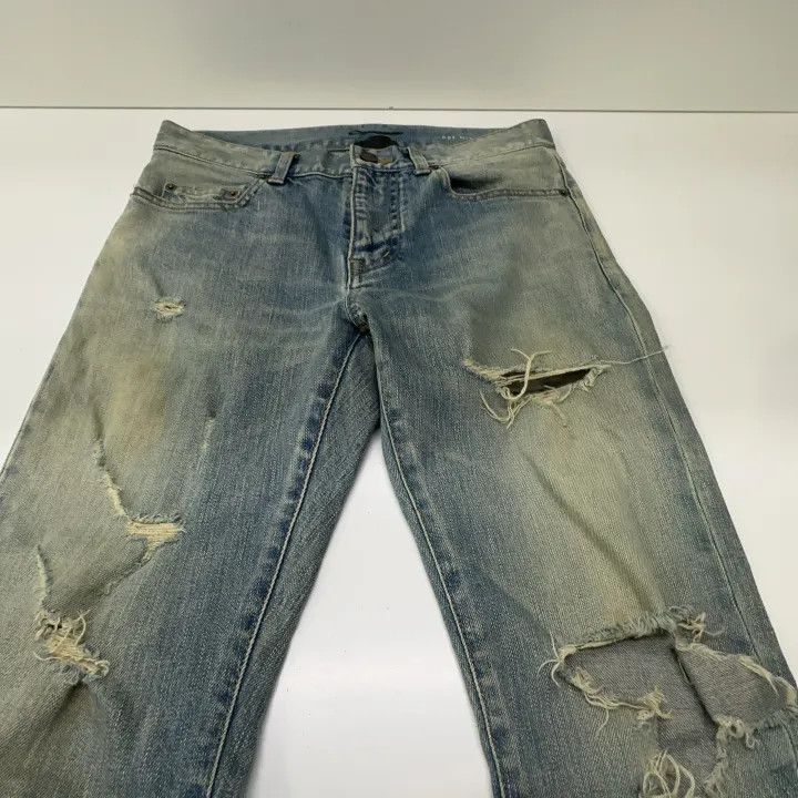 Saint Laurent Paris Yves Saint Laurent Distressed Blue Denim Pants Size US 28 / EU 44 - 9 Thumbnail