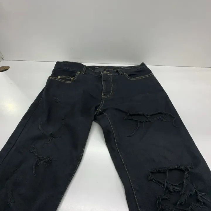 Saint Laurent Paris Yves Saint Laurent Black Distressed Denim Pants Size US 31 - 7 Thumbnail