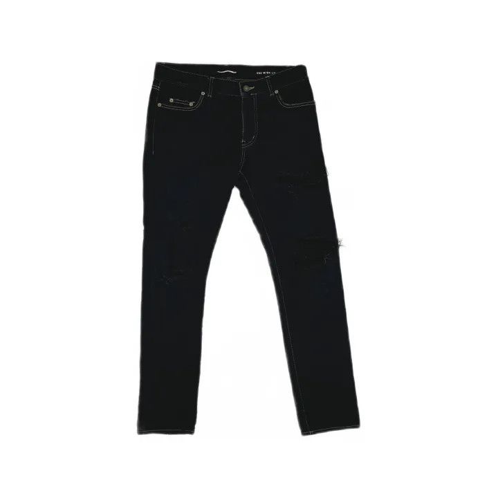 Saint Laurent Paris Yves Saint Laurent Black Distressed Denim Pants Size US 31 - 2 Thumbnail