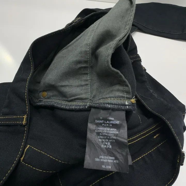 Saint Laurent Paris Yves Saint Laurent Black Distressed Denim Pants Size US 31 - 4 Thumbnail