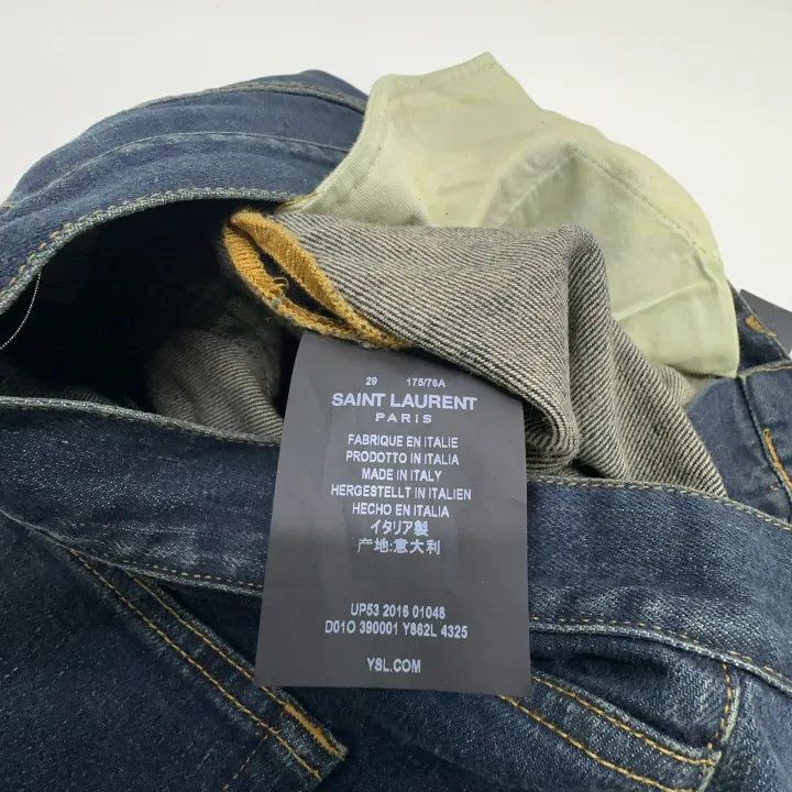 Saint Laurent Paris Yves Saint Laurent Blue Straight-Leg Denim Pants Size US 29 - 4 Thumbnail