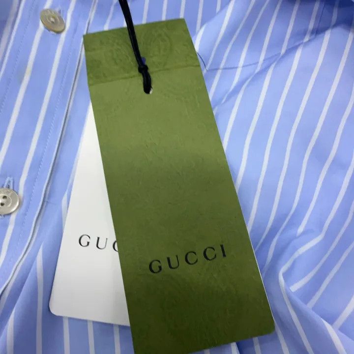 Gucci Gucci Men's Blue Striped Long Sleeve Shirt Size US M / EU 48-50 / 2 - 5 Thumbnail