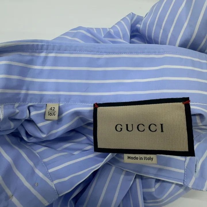 Gucci Gucci Men's Blue Striped Long Sleeve Shirt Size US M / EU 48-50 / 2 - 3 Thumbnail