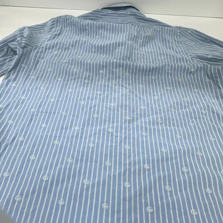 Gucci Gucci Blue Striped Cotton Shirt for Men Size US M / EU 48-50 / 2 - 11 Thumbnail