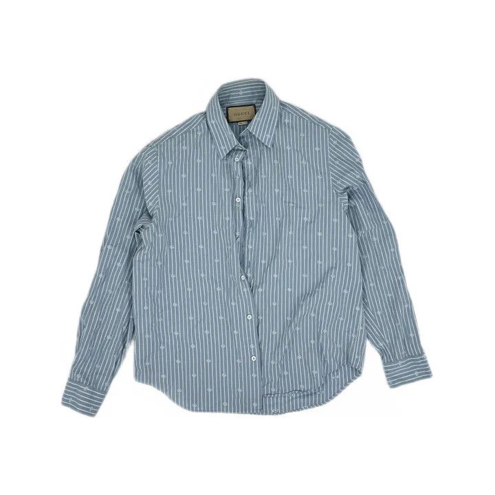Gucci Gucci Blue Striped Cotton Shirt for Men Size US M / EU 48-50 / 2 - 2 Thumbnail