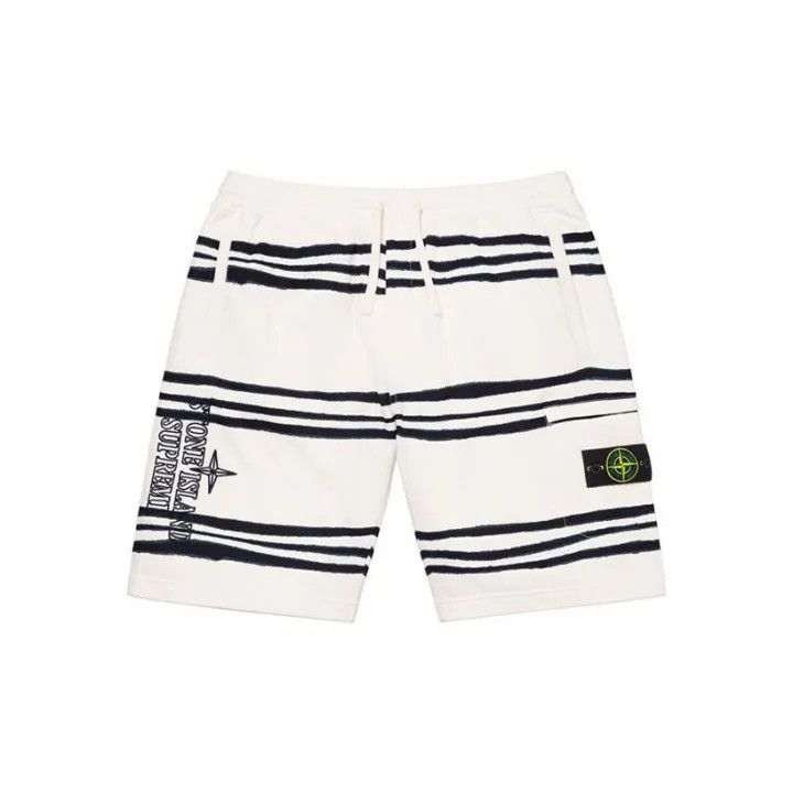 Stone Island Supreme x Stone Island Warp Stripe Sweatshorts Size US 36 / EU 52 - 2 Thumbnail