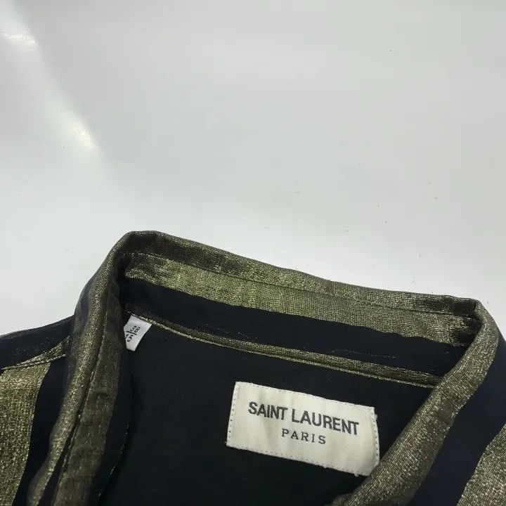 Saint Laurent Paris Yves Saint Laurent Black Gold Striped Polo Shirt Size US M / EU 48-50 / 2 - 5 Thumbnail