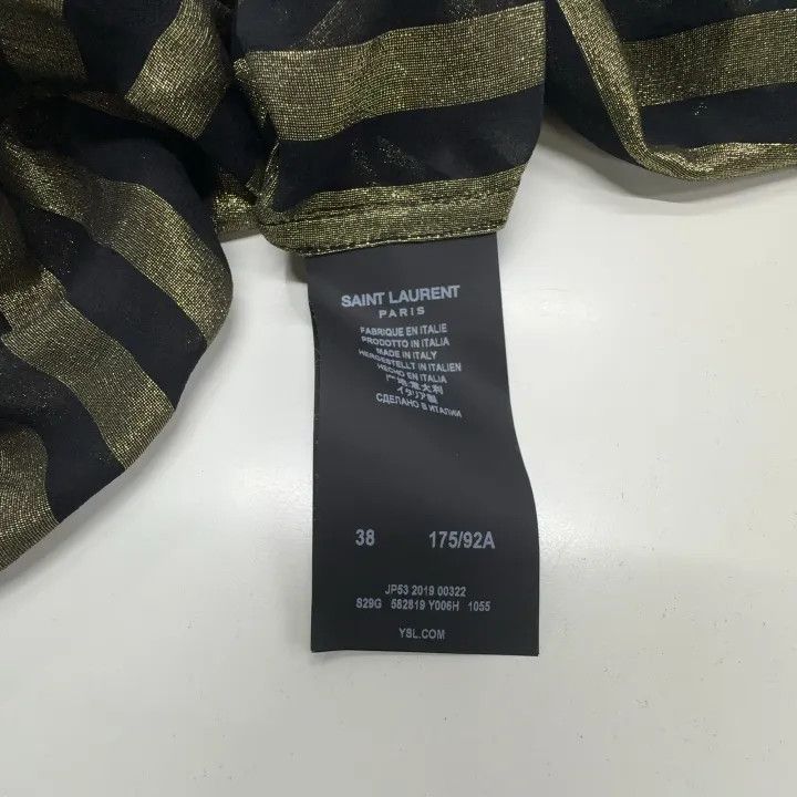 Saint Laurent Paris Yves Saint Laurent Black Gold Striped Polo Shirt Size US M / EU 48-50 / 2 - 4 Thumbnail