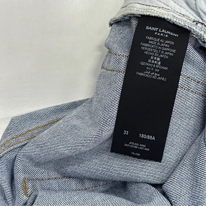 Saint Laurent Paris Saint Laurent Blue Distressed Slim Fit Jeans Size US 33 - 3 Thumbnail