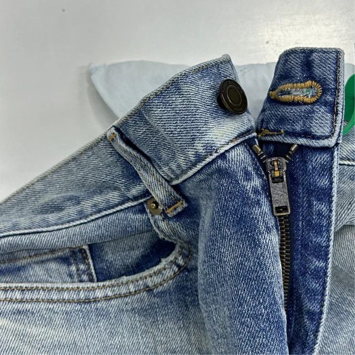 Saint Laurent Paris Saint Laurent Blue Distressed Slim Fit Jeans Size US 33 - 4 Thumbnail