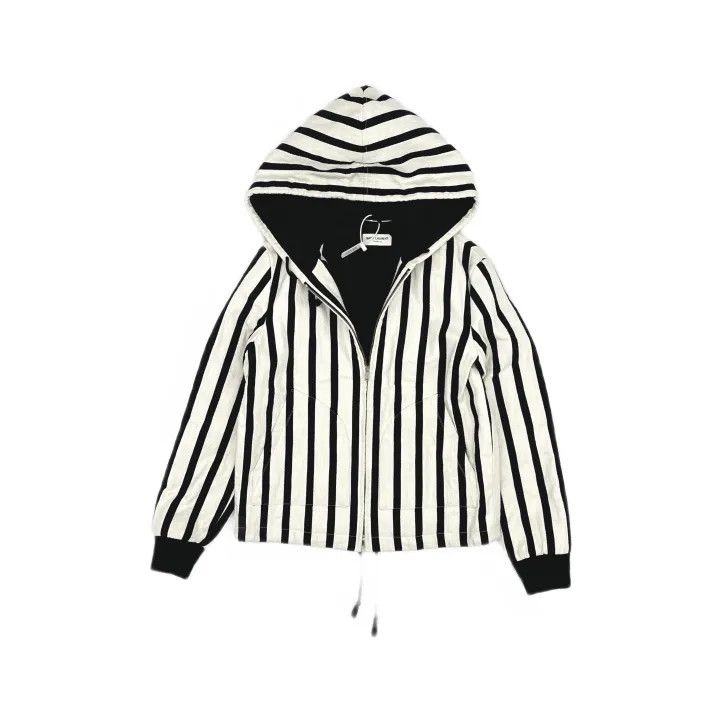 Saint Laurent Paris Saint Laurent Striped Hooded Jacket for Men Size US M / EU 48-50 / 2 - 2 Thumbnail