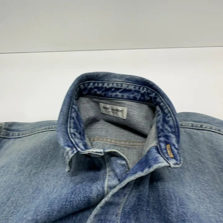 Saint Laurent Paris Saint Laurent Blue Denim Long Sleeve Shirt Size US XL / EU 56 / 4 - 6 Thumbnail