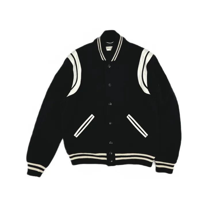Saint Laurent Paris Saint Laurent Black Striped Baseball Jacket Size US L / EU 52-54 / 3 - 2 Thumbnail