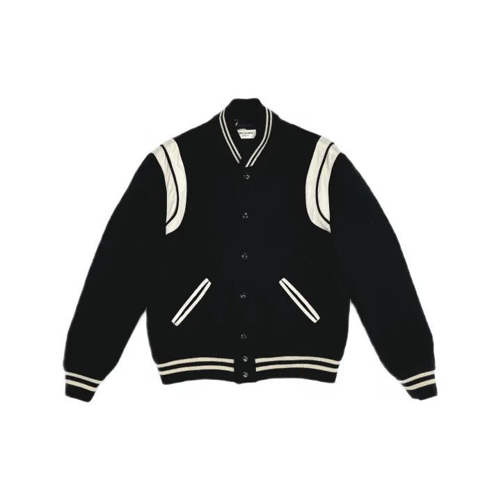 Saint Laurent Paris Saint Laurent Black Striped Baseball Jacket Size US L / EU 52-54 / 3 - 2 Thumbnail