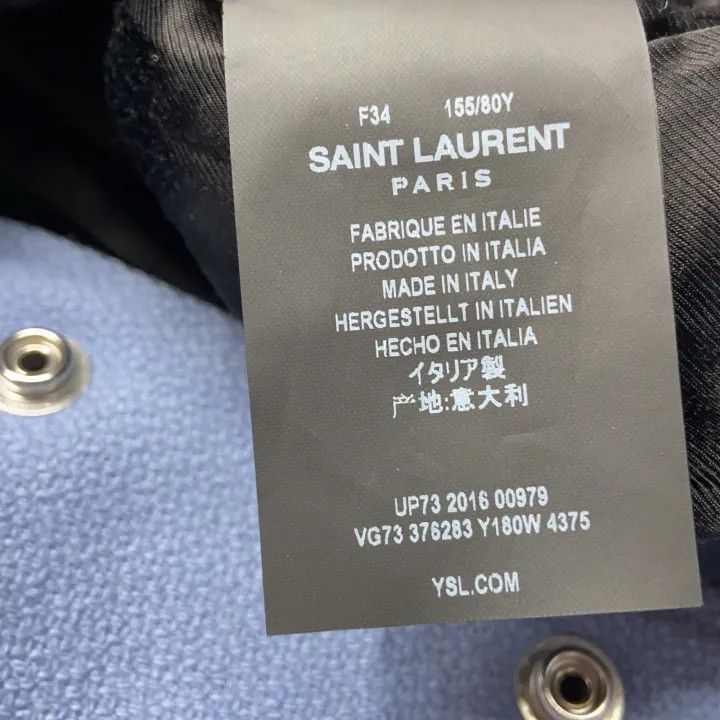 Saint Laurent Paris Saint Laurent Striped Baseball Jacket in Blue Size US XS / EU 42 / 0 - 3 Thumbnail