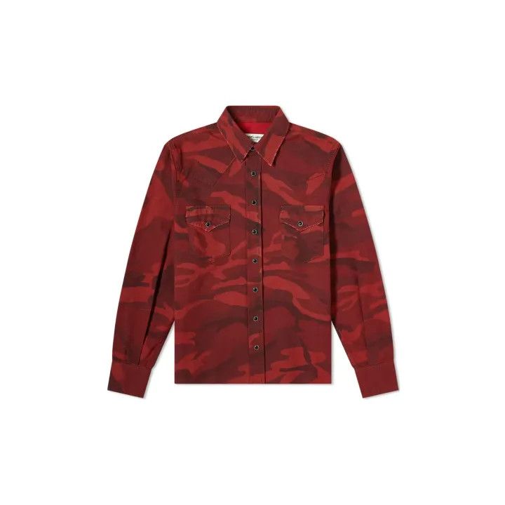 Saint Laurent Paris Saint Laurent Red Camouflage Long Sleeve Shirt Size US M / EU 48-50 / 2 - 2 Thumbnail