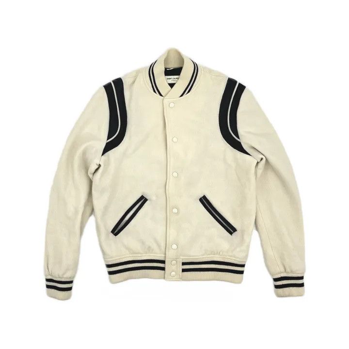 Saint Laurent Paris Saint Laurent White Striped Baseball Jacket Size US M / EU 48-50 / 2 - 2 Thumbnail
