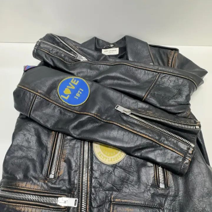 Saint Laurent Paris Yves Saint Laurent Distressed Leather Jacket Size US M / EU 48-50 / 2 - 9 Thumbnail