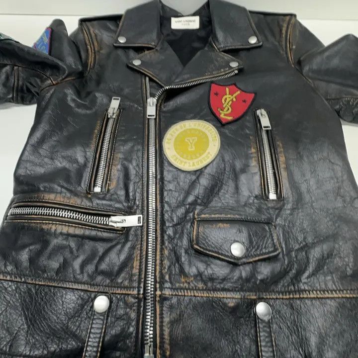 Saint Laurent Paris Yves Saint Laurent Distressed Leather Jacket Size US M / EU 48-50 / 2 - 8 Thumbnail